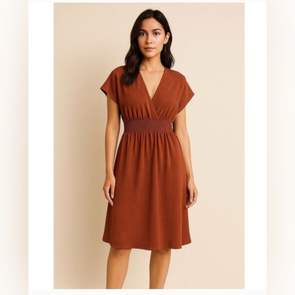 SPARROW WOMEN'S RUST SWEATER DRESS LAMBS WOOL/COTTON/ RABBIT CASHMERE SIZE MED